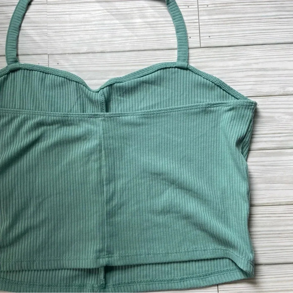 Pacsun teal ribbed halter crop top size large - Picture 6 of 9